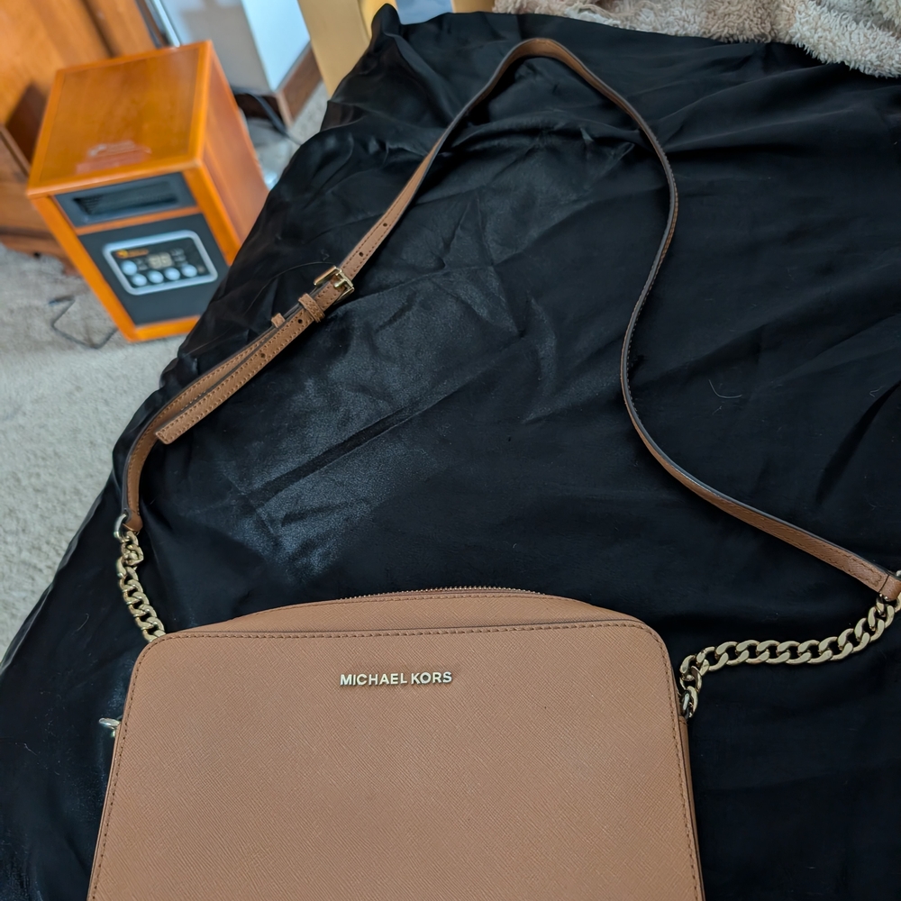 Michael Kors Tan Crossbody Bag with Gold Chain